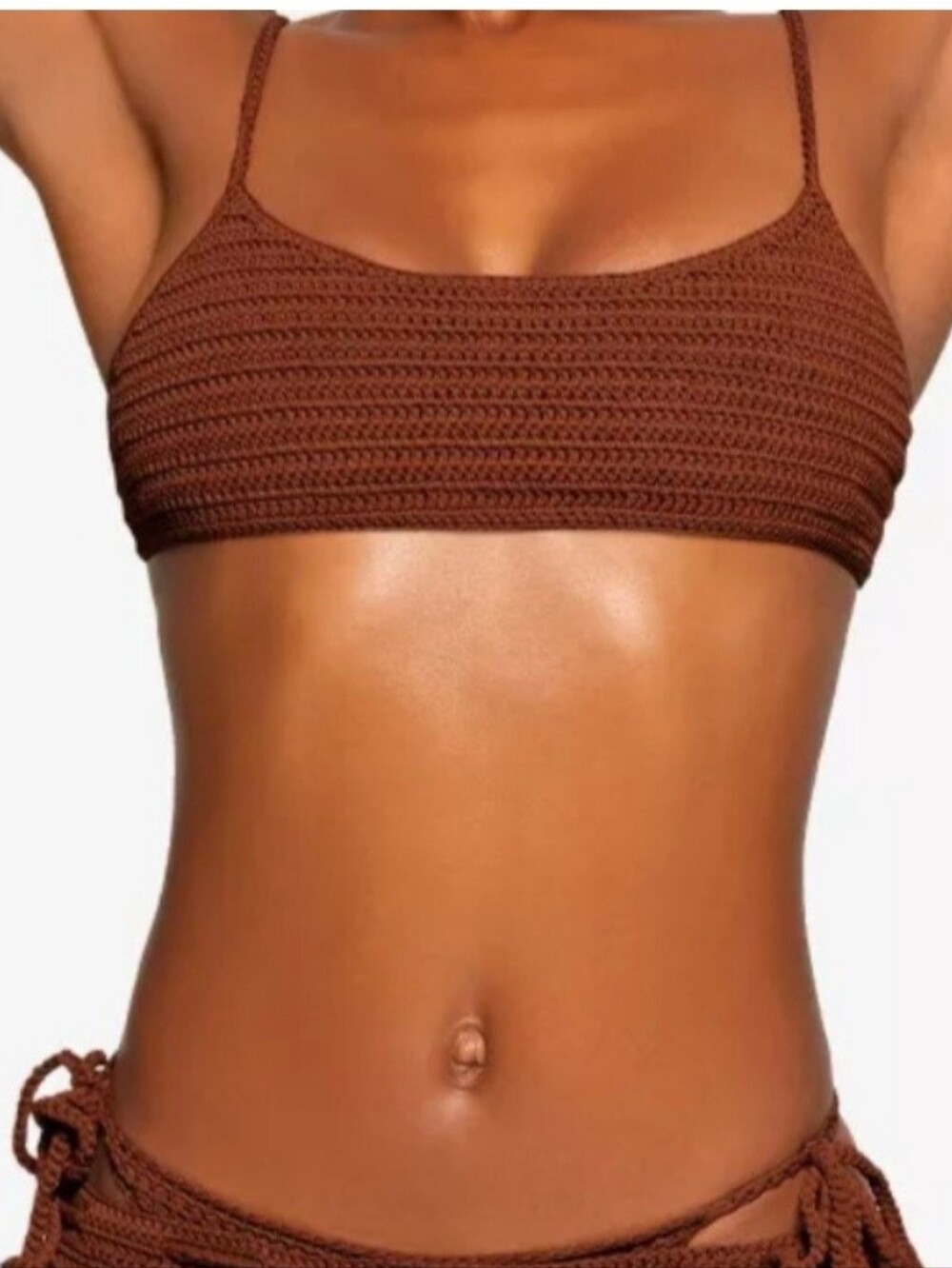 SKIMS Brown Crochet Bikini Top and Bottom Set